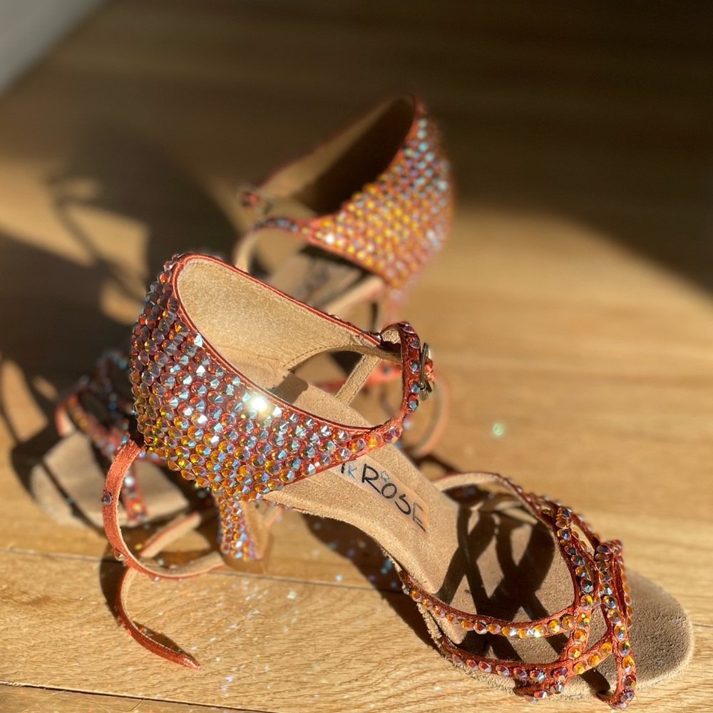 Ballroom salsa rumba high heel shoes topaz Swarovski shoes